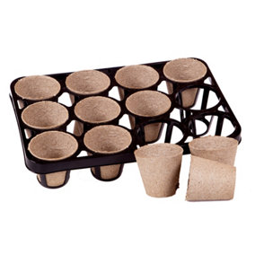 YouGarden Skelly Tray 10 Pack with 120 Bio Pots, 10 x 12 Biodegradable Starter Plant Pots with Tray, Perfect to Start Seeds and Sm
