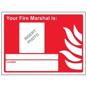 YOUR FIRE MARSHAL IS: Workplace Sign - Rigid Plastic - 300x200mm (x3)