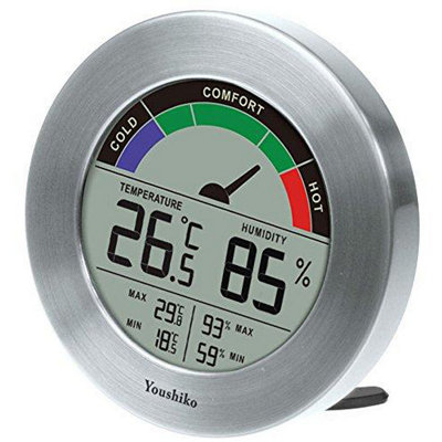 Youshiko Digital Thermometer Hygrometer with Comfort Level Display & Maximum