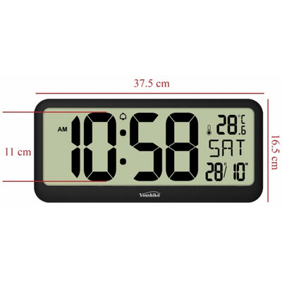 Youshiko Extra Large XL Jumbo Radio Controlled Digital Silent Wall Clock (Official UK Version) XXL Bold Time Digits