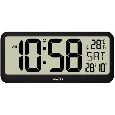 Youshiko Extra Large XL Jumbo Radio Controlled Digital Silent Wall Clock (Official UK Version) XXL Bold Time Digits - 5