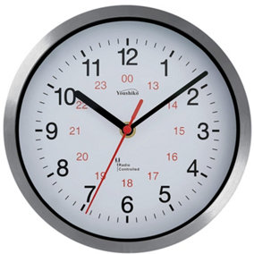 Youshiko Radio Controlled Wall Clock Premium Quality, Silver Bold Classic Design, Easy Read.