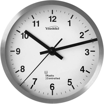 Youshiko Radio Controlled Wall Clock Premium Quality, Silver Bold