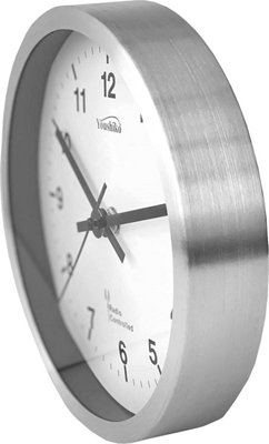 Youshiko Radio Controlled Wall Clock Premium Quality, Silver Bold Classic Design
