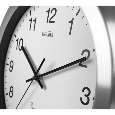 Youshiko Radio Controlled Wall Clock - Premium UK & Ireland Version. Silver Bold Classic Design - 4