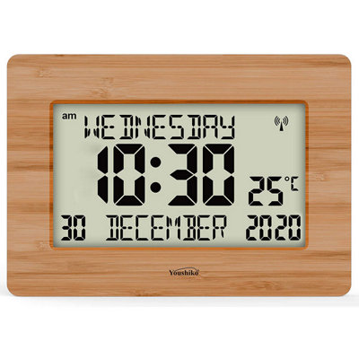 Youshiko UK Radio Controlled Wall Clock with Large LCD