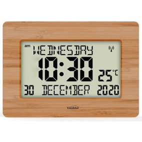 Youshiko UK Radio Controlled Wall Clock with Large LCD, Silent Operation, Display for Dementia & Alzheimer.