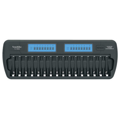 Youshiko YC1600 Intelligent Battery Charger ( Official UK Version ) for 16 x AA / AAA batteries ( Including Car 12V Adapter )