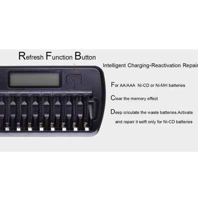 Youshiko YC1600 Intelligent Battery Charger ( Official UK Version ) for 16 x AA / AAA batteries ( Including Car 12V Adapter )