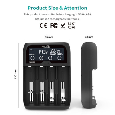 Youshiko YC5500 New UK Version USB Intelligent Smart battery charger NI-MH/CD Li-ion LiFePo4 battery