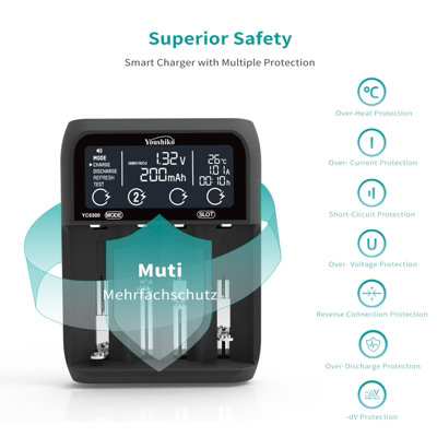 Youshiko YC6500 New UK Version USB Intelligent Smart battery charger NI-MH/CD Li-ion LiFePo4 battery - 5