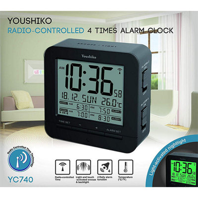 Youshiko YC740 Digital Radio Controlled Alarm Clock with 4 Alarm Times & Automatic backlight with light sensor - 3