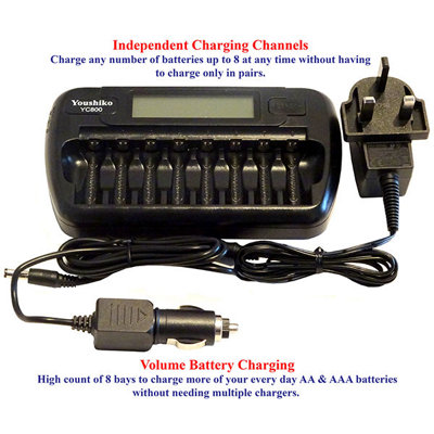 Youshiko YC800 Intelligent Battery Charger ( UK Version ) for 8 x AA / AAA NiMH batteries