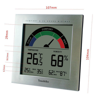 Youshiko YC9066 Digital Thermometer Hygrometer with Comfort Level Display