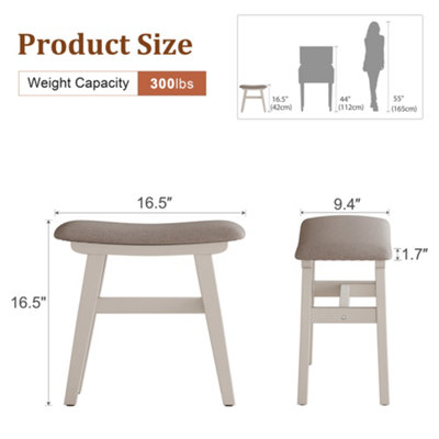YQJJGL Solid wood Dressing Table Stool with Fabric Padded Seat, 42 x 24 ...