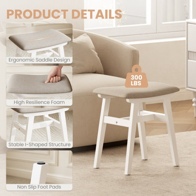 YQJJGL Solid wood Dressing Table Stool with Fabric Padded Seat, 42 x 24 ...