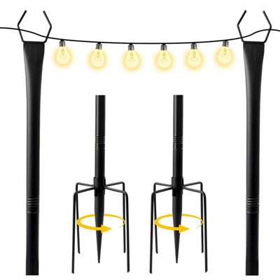 Yueidung String Light Pole for Outdoor Hanging - 10 ft Patio Post with ...
