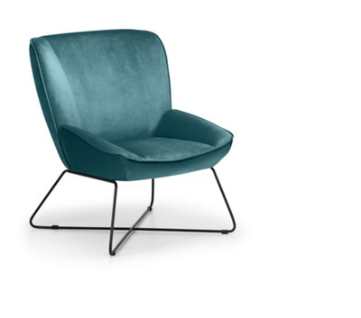 Yuko Velvet Accent Chair Stool - Teal