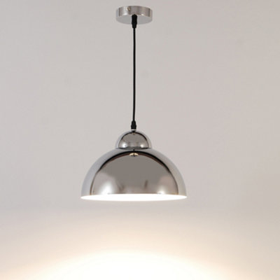 Yukon E27 IP44 Pendant Light - Chrome Finish with 1m Adjustable Black Flex (Lamp Not Included)