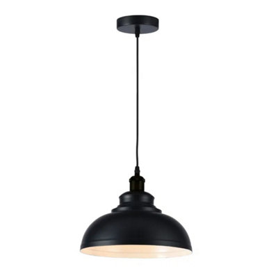 Yuna E27 IP44 Pendant Light - Black Finish 1m Adjustable Flex (Lamp Not Included)