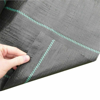 Yuzet 2m x 10m 100g Weed Control Fabric Membrane Lined Ground Cover UV Stabilised Black Heavy Duty Mulch Mat Path Drive