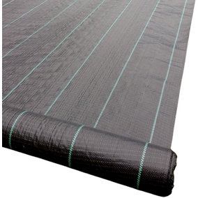 Yuzet 2m x 25m 100g Weed Control Fabric Membrane Lined Ground Cover UV Stabilised Black Heavy Duty Mulch Mat Path Drive
