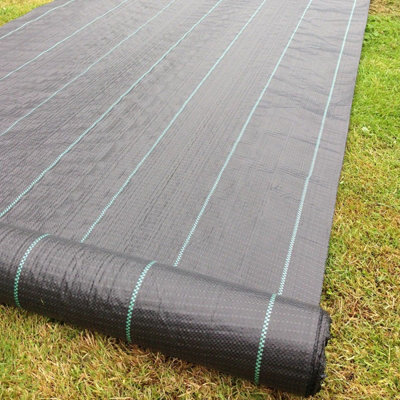 Yuzet 2m x 25m 100g Weed Control Fabric Membrane Lined Ground Cover UV Stabilised Black Heavy Duty Mulch Mat Path Drive