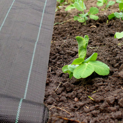 Yuzet 2m x 25m 100g Weed Control Fabric Membrane Lined Ground Cover UV Stabilised Black Heavy Duty Mulch Mat Path Drive - 5