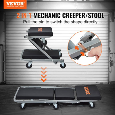 Z-Creeper Seat, 2 in 1 Rolling Folding Car Creeper/Stool, 300 lbs ...