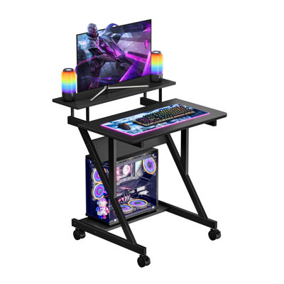 Z Shaped Computer Desk for Small Spaces - Black