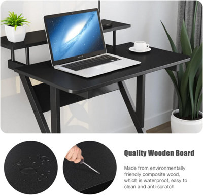 Z Shaped Computer Desk for Small Spaces - Black