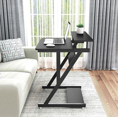 Z Shaped Computer Desk for Small Spaces - Black