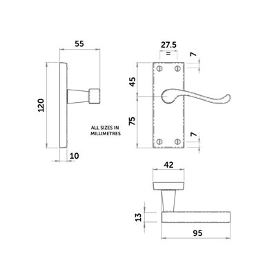 Z06 Brass Victorian Scroll Internal Door Handles