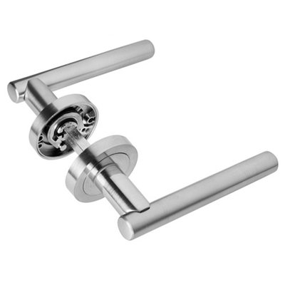 Z14 TBar Lever Rose Door Handle, Satin Chrome DIY at B&Q