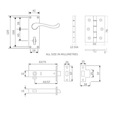 Z206 Privacy Door Handle Pack