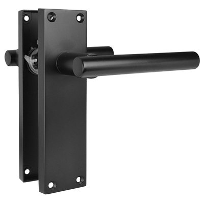 Z740 T Bar Matt Black Door Handles, Modern Lever on Latch Backplate, Pair - Handlestore