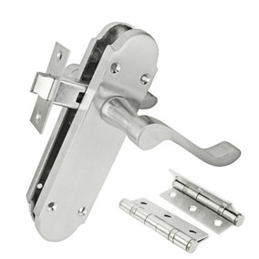 Z75 Scrolled Internal Door Handle Pack, Silver, 63mm Latch, 3" Hinges - Handlestore