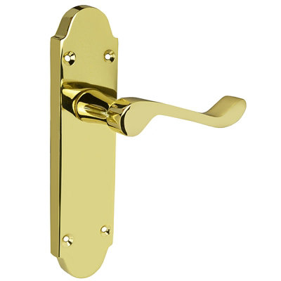 Z75 Victorian Scroll Brass Internal Door Handles, Latch, 168 x 42mm - Handlestore