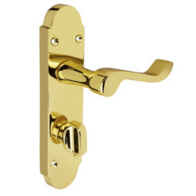 Z77 Shaped Scroll Brass Bathroom Interior Door Handles, 168 x 42mm - Handlestore