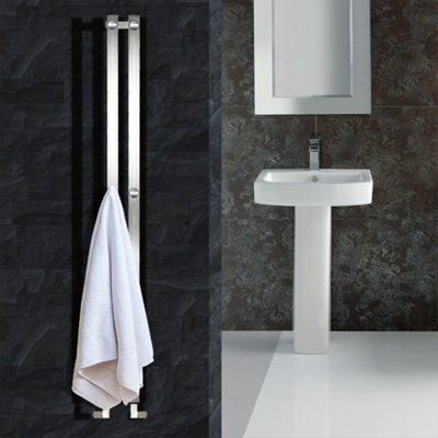 Zaga 2 Bathroom Wall Mounted Radiator With Hooks 108x1400 Chrome Finish