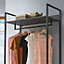 Zahra Bedroom Double Open Wardrobe 4 Shelves Furniture Storage Cupboard Black