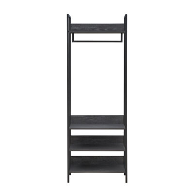 Zahra Bedroom Double Open Wardrobe 4 Shelves Furniture Storage Cupboard Black | DIY at B&Q