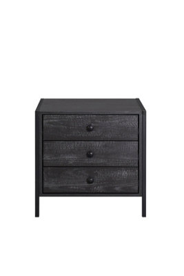 Zahra Bedside Table Cabinet Bedroom Furniture Nightstand 3 Drawer Black