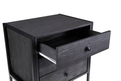 Zahra Bedside Table Cabinet Bedroom Furniture Nightstand 3 Drawer Black