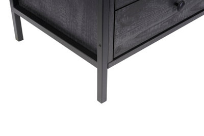 Zahra Bedside Table Cabinet Bedroom Furniture Nightstand 3 Drawer Black