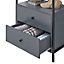 Zahra Open Wardrobe with 2 Drawers In Dark Grey With Metal Frame