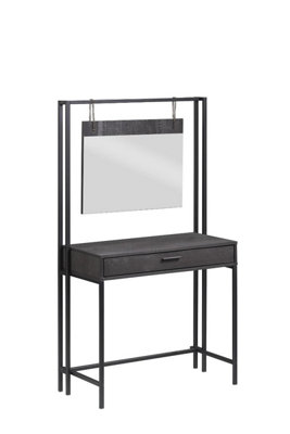 Zahra Urban Bedroom Dressing Vanity Makeup Table Mirror & Drawer Black