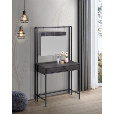 Zahra Urban Bedroom Dressing Vanity Makeup Table Mirror & Drawer Black