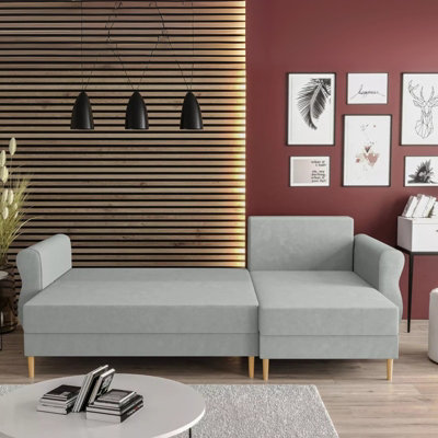 ZAKO L CORNER SOFA BED WITH STORAGE REVERSIBLE LEFT RIGHT CHAISE