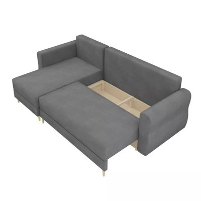 GYNGTLC Chaise Longue Interchange Sofa Bed, Sectionele Sofa met Opbergstoelen, Modulaire L-vormige bank, multifunctioneel slaapbed met opbergruimte en uittrekbed (zwart